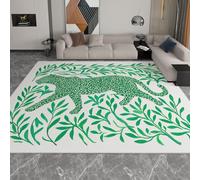 Générique Plantes Jungle Jaguar 3D Impression Tapis 120 x 180 cm Antidérapant, Doux et Épais Lavable en Machine Tapis de Sol pour Chambre, Salle de Séjour, Vert