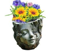 Générique Planteur De Face - Planteur De Fleurs De De De Visage Lady Face | Résine Decorative Vase Container pour Succulentes, Herbes Ou Fleurs - Décor De Maison Unique Et Statue De Jardin