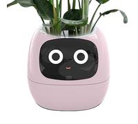 Générique Planteur Intelligent, Pot De Fleurs Automatique Absorbant l'eau Petit Pot De Fleur Rond en Résine avec Plusieurs Expressions Pot De pla-nte D'intérieur Rechargeable par USB