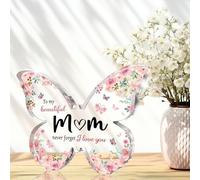 Générique Plaque Acrylique Papillons pour Maman - Décoration de Table Originale avec 'Je t'aime', Cadeau Surprise pour Fête des Mères Anniversaire Femme