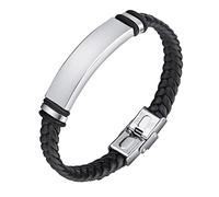 Générique Plaqué Argenté Anneaux inoxydable à maillons tressés pour hommes Et Précieuses Avec Perlé Bijoux (Black, One Size)