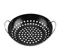 Générique Plaque de Cuisson Antiadhésive pour Barbecue Poignées Bac de Récupération D’Huile Perforé Résistant à la Chaleur pour Griller Légumes et Viandes en Extérieur