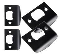 Générique Plaque de Gâche de Porte Noire Acier Inoxydable, 4 Pièces, Kit de Renforcement pour Serrure de Porte D'entrée, Plaque de Recouvrement du Verrou, Protection Sécurisée pour Usage