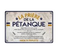 Générique Plaque Décorative La Prière de la Pétanque, Style Vintage, Métal, Humour Français