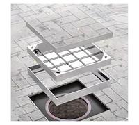 Générique Plaque d'égout carrée Robuste - Conception encastrée Invisible pour égouts et Drainage, 61 x 48 cm (24 x 19 po) - Couvercle Plat Durable pour fosses septiques et Usage Commercial
