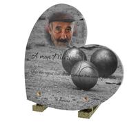 Générique Plaque Funéraire Personnalisée Coeur Passion - Thème Passions - Plaque Funéraire en Altuglass - Résistante aux Intempéries et Traitée Anti UV (Pétanque, 25x25 cm (Standard))