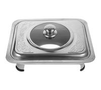 Générique plaque rectangulaire plateau rectangulaire en acier inoxydable avec coins arrondis et couvercle transparent pour service en salle à manger