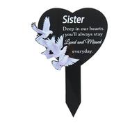 Générique Plaques commémoratives en Forme de cœur pour cimetière, en Acrylique gravé pour décoration extérieure, plaques commémoratives Noires en Forme de cœur