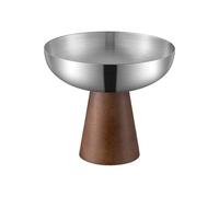 Générique Plat à dessert en acier inoxydable avec base en bois Bol à crème glacée élégant à tige haute, idéal pour les réunions de famille, repas en plein air, tasse à dessert