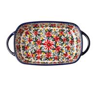 Générique Plat à Four en Céramique Rectangulaire Poignées Doubles 25 L Décor Marguerite Exotique Plat de Cuisson pour Micro-Ondes et Four Ustensile Cuisine Polyvalent pour Gratins et