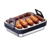 Générique Plat Air Fryer | Grille de Cuisson avec Poignée en Silicone,Plat de cuisson en acier inoxydable - Pour cuisson, friture, préparation de repas, maison, barbecue, restaurant