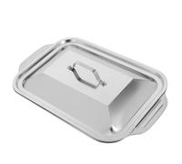 Générique Plat pour Barbecue en Acier Inoxydable Rectangulaire, Moule à Pizza Profond et Plat à Rôtir Multifonction pour Cuisson en Extérieur et Barbecue