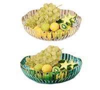 Générique Plateau À Fruits Transparent - 2 Pièces Coupe À Fruits Grande Capacité 25cm En PET, pour Salon et Cuisine, Nettoyage Facile, Multifonctionnel, Il Peut Contenir Desserts, Du Noix et En-cas