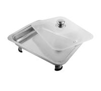 Générique Plateau de Buffet Rectangulaire Pratique et Anti-fissure en Acier Inoxydable avec Couvercle, Bords Arrondis pour Service Alimentaire en Restauration
