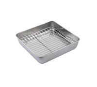 Générique Plateau De Cuisson Carré En Acier Inoxydable, Antiadhésif, For Biscuits, Pain, Fruits, Assiette De Stockage Avec Grille, Plat D'égouttage, Ustensiles De Cuisine