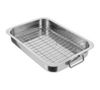 Générique Plateau de Four Rectangulaire en Acier Inoxydable 39x28x6 Cm avec Grille, Plaque de Cuisson Multifonction pour Cuisson, Rôtissage et Pâtisserie, Ustensile la Cuisine Solide