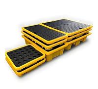 Générique Plateau de rétention de fûts en polyéthylène Haute densité étanche - Bac empilable avec Grille de Drainage pour huiles et matières dangereuses - Solutions de sécurité 130 x 68 x 15 cm