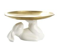 Générique Plateau de Service Doré Créatif avec Décor Lapin Plateau à Snacks Fruits Desserts et Rangement Bijoux Décoratif pour Salle de Bain et Thé Grand Modèle Résistant et Polyvalent
