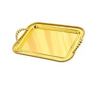 Générique Plateau de Service Rectangulaire avec Poignées, Plateau de Rangement Décoratif et Multifonctionnel En Fer, Idéal pour Des Bijoux, dans La Salle, or