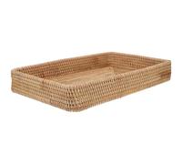 Générique Plateau de Service rectangulaire en rotin tissé à la Main, Plateau décoratif bohème en Bois et rotin, pour Rangement, Cuisine et Salle de Bain, 37x23 cm