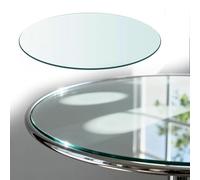 Générique Plateau De Table Basse en Verre Trempé, Dessus Rond en Verre Transparent, pour Tables À Manger, Polyvalente Plaque De Table Remplacement(900mm(35in))