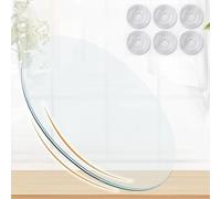 Générique Plateau De Table en Verre Trempé Rond 45CM, Verre Transparent avec Coussinets antidérapants, Dessus Remplacement pour Café/Table Basse(80cm/31.5in)