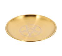 Générique Plateau Décoratif Pentagramme Métal Doré Petit Format, Plateau à Bijoux et Rangement Esthétique pour Rituel Chamanique, Accessoire D'autel Trois Phases, Plat Multifonction