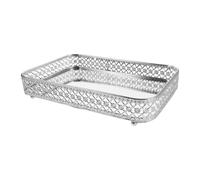 Générique Plateau Décoratif Rectangulaire Surface Miroir Solution de Rangement Polyvalente en Métal Argenté Facile à Nettoyer pour Commodes et Réunions Familiales