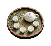 Générique Plateau En Bois Décoratif,Rond Esthétique Rangement Service | Plateau En Bois Pour Plan De Travail De Cuisine - Pour Maison Salon Chambre Table À Manger Nourriture Fruits Café Thé