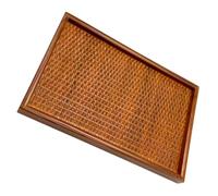 Générique Plateau en Bois Massif et Rotin Tressé Marron, Surface Lisse sans Bavures, Design Naturel et Délicat, Plateau Rectangulaire pour Spa ou Service de Thé
