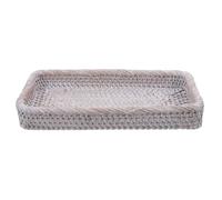 Générique Plateau en Rotin Tressé à Main Blanc Rectangulaire | Plateau Décoratif, Organiseur de Table Basse, Rangement Cosmétique, Service Boissons et Collations