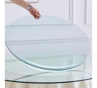 Générique Plateau en Verre Trempé Rond 60CM, DIY Dessus De Table Transparent en Verre Bords Polis, Plaque de Protection pour Tables à Manger/Basse(58cm/22.8in)