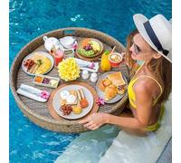 Générique Plateau Flottant pour Piscine - Assiette de Nourriture pour Jacuzzi, Petit Déjeuner et Bar de Piscine, Idéal pour Réunions en Plein Air