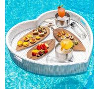 Générique Plateau Flottant pour Piscine - Assiette de Nourriture pour Jacuzzi, Petit Déjeuner et Bar de Piscine, Idéal pour Réunions en Plein Air