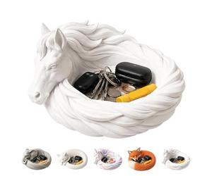 Générique Plateau Fourre-tout En Forme De Cheval, Bol Décoratif De Décoration Équestre For La Maison, Léger Et Durable For L'entrée La Table De Chevet La Table De Bureau(White Horse)