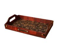 Générique Plateau Rectangulaire Style Chinois Rétro en Bois Marron Poignées Confortables, Multi-fonction pour Service à Thé, Rangement à Domicile et Présentation de Fruits