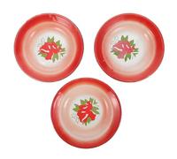 Générique Plateaux en Métal Émaillé Vintage Rouge 3pcs pour Service Alimentaire Pratique et Facile à Nettoyer, Style Chinois pour Bureau ou Salle de Réunion Plusieurs styles