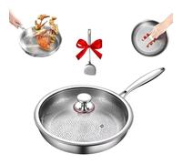Générique Plateful Titanium Pan with Lid, 100% Pure Titaniu Pan for Cooking, Non-Stick titanium Hammered Pa s, Ultra-Durable & Scratch-Resistant, Perfect for Cooktops (11.81in,With Lid)