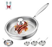 Générique Plateful Titanium Pan with Lid, 100% Pure Titanium Pan for Cooking, Non-Stick Hammered Pans Pro, Ultra-Durable & Scratch-Resistant, Even Heating, Perfect for Every Cooktop (With Lid,26cm)