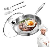 Générique Plateful Titanium Pan with Lid, 100% Pure Titanium Pan for Cooking, Non-Stick titanium Hammered Pans Pro, Even Heating, Stay-Cool Handle, For Every Cooktop (With lid,26cm)