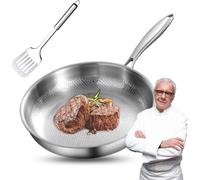 Générique Plateful Titanium Pan with Lid,100% Pure Titanium Pan for Cooking,Non-Stick titanium Hammered Pans Pro,Ultra-Durable - Scratch-Resistant,Perfect for Every Cooktop or Cooking (No Lid,30Cm)