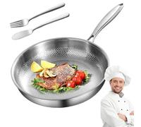 Générique Plateful Titanium Pan with Lid, 100% Pure Titanium Pan for Cooking, Non-Stick titanium Hammered Pans Pro, Even Heating, Stay-Cool Handle, For Every Cooktop (Without lid,30cm)