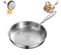 Générique Plateful Titanium Pan with Lid, 100% Titanium Pro Hammered Pans for Cooking, Stay-Cool Handle, Even Heating, Naturally Non-Stick with Minimum Oil (No Lid,10.23in / 26cm)