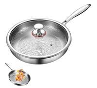 Générique Plateful Titanium Pan with Lid, New Titanium Hammered Pan Pro for Cooking, Stay-Cool Handle, Ultra-Durable & Scratch-Resistant, Perfect For Every Cook top (S: 10.23in/26cm)