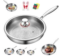 Générique Platefull Titanium Pan, 2026 Upgrade to 100% Non-toxic Titanium Pan, Ultra-Durable, Non Stick Chemical-Free, Extreme Heat-Resistant, Compatible With All Cooktops (10.23in/26cm,With Lid)