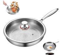 Générique Platefull Titanium Pan with Lid, Titanium Hammered Pan Pro, 100% Pure Ti-Hammered Pans, Non-Stick, Scratch-Resistant, for Cooking, Frying, and Baking (10.23in/26cm)