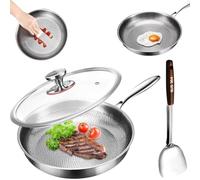 Générique Platefull Titanium Pan with Lid, Titanium Pro Hammered Pans for Cooking, Multifunctional Durable Scratch-Resistant Non Stick Pans for Every Cooktop