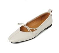 Générique Plats de Mary Jane en Cuir féminin avec Noeud Papillon, Chaussures de Ballerine à odeurs carrés Confortables pour Les Orteils fermés