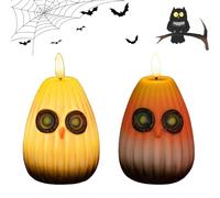 Générique Playful Owl Led Night Light Decor, Cute Pumpkin Owl Shaped Night Light, Halloween Glow Owls Led Nights Lights, for Bedroom, Living Room, Bar, Party (2PCS-B)