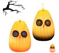 Générique Playful Owl Led Night Light Decor, Cute Pumpkin Owl Shaped Night Light, Halloween Table Decor for Bedroom, for Bedroom, Living Room (C+D,2 Pcs)